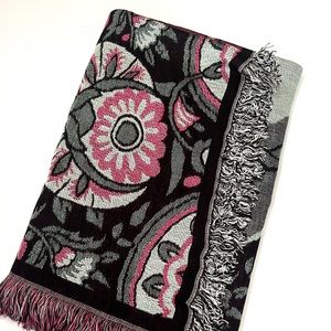 Vera Bradley Jacquard Fringe Scarf lei flowers NWT